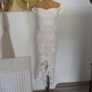 Lace Asymmetric Long Dress